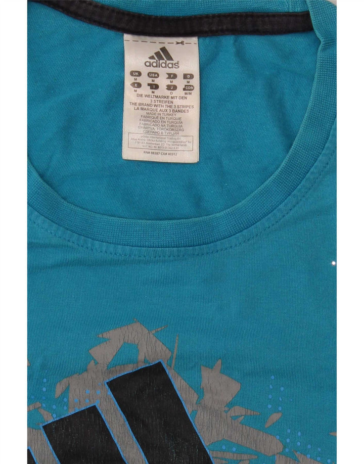 T-shirt grafica da uomo Adidas Top in cotone blu medio