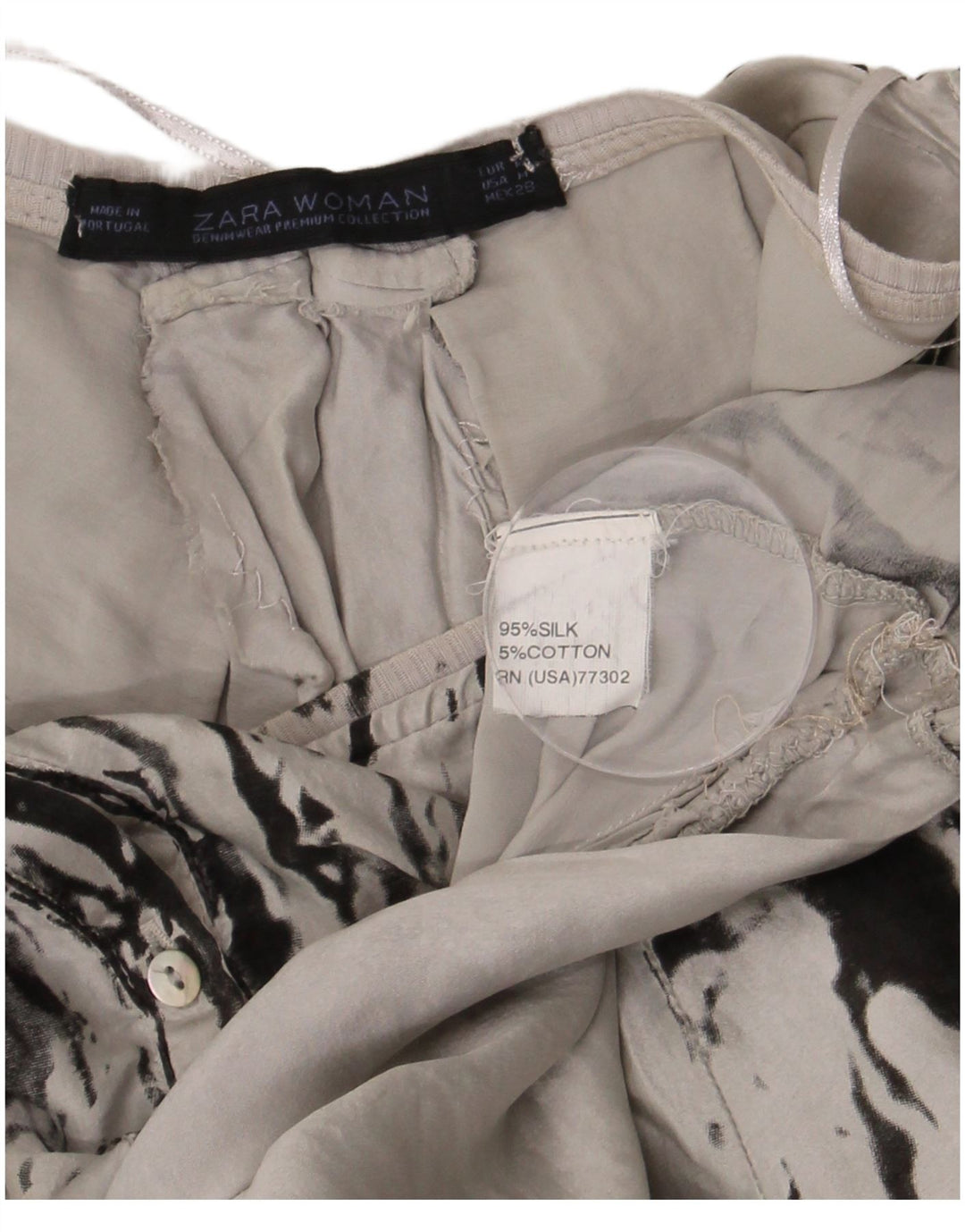 Abito a palloncino oversize da donna Zara con motivo astratto UK 14 Seta grigio medio