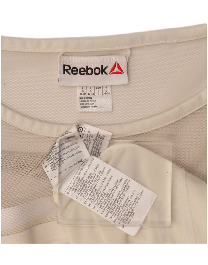 T-shirt corta da donna Reebok Top UK 10 piccola bianca in poliestere