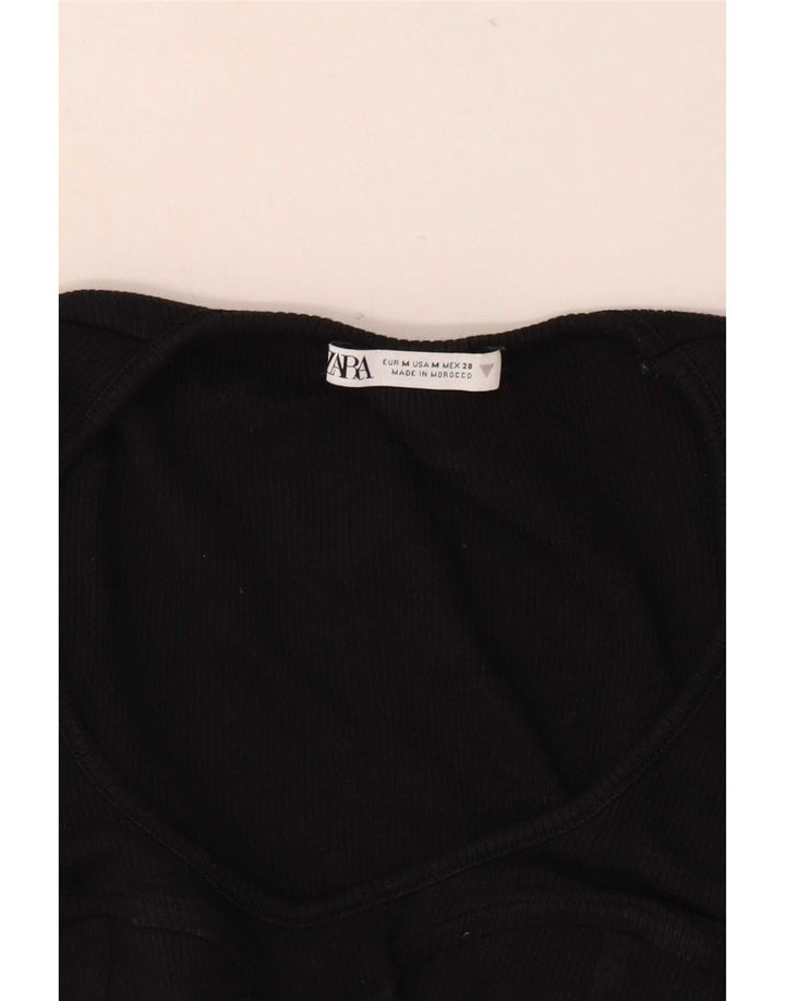 Top corto da donna Zara a maniche lunghe UK 12 medio nero