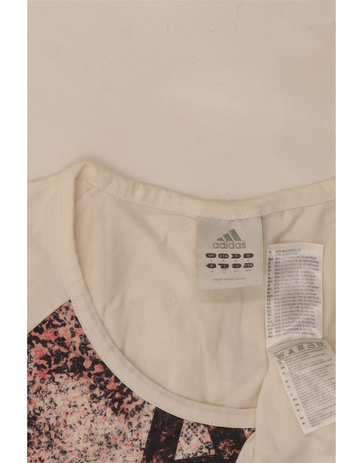 T-shirt grafica da donna ADIDAS Top UK 10 piccolo cotone bianco con stampa animalier