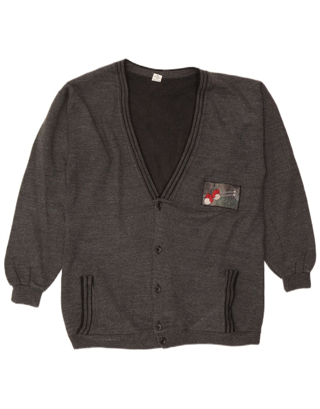 Maglione cardigan da uomo vintage XL in cotone grigio