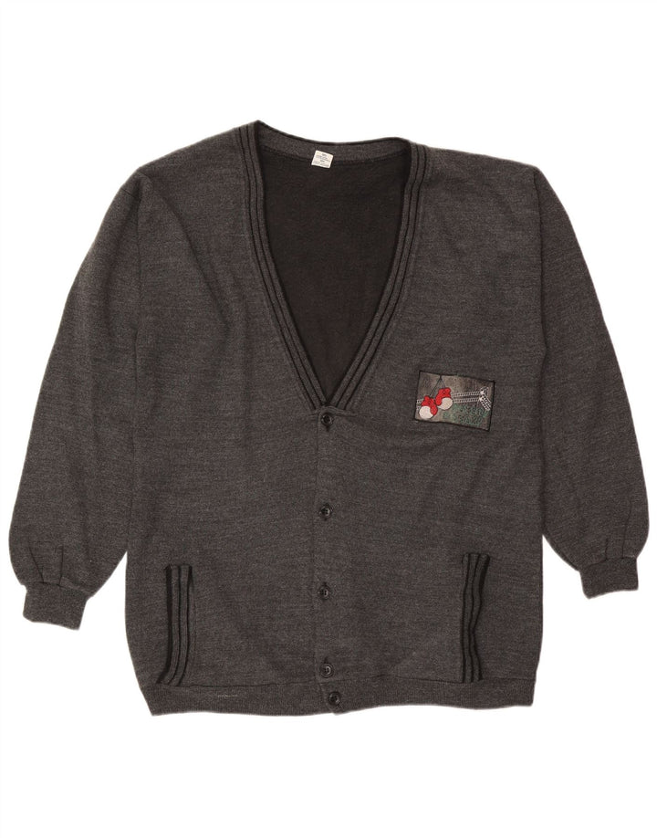 Maglione cardigan da uomo vintage XL in cotone grigio