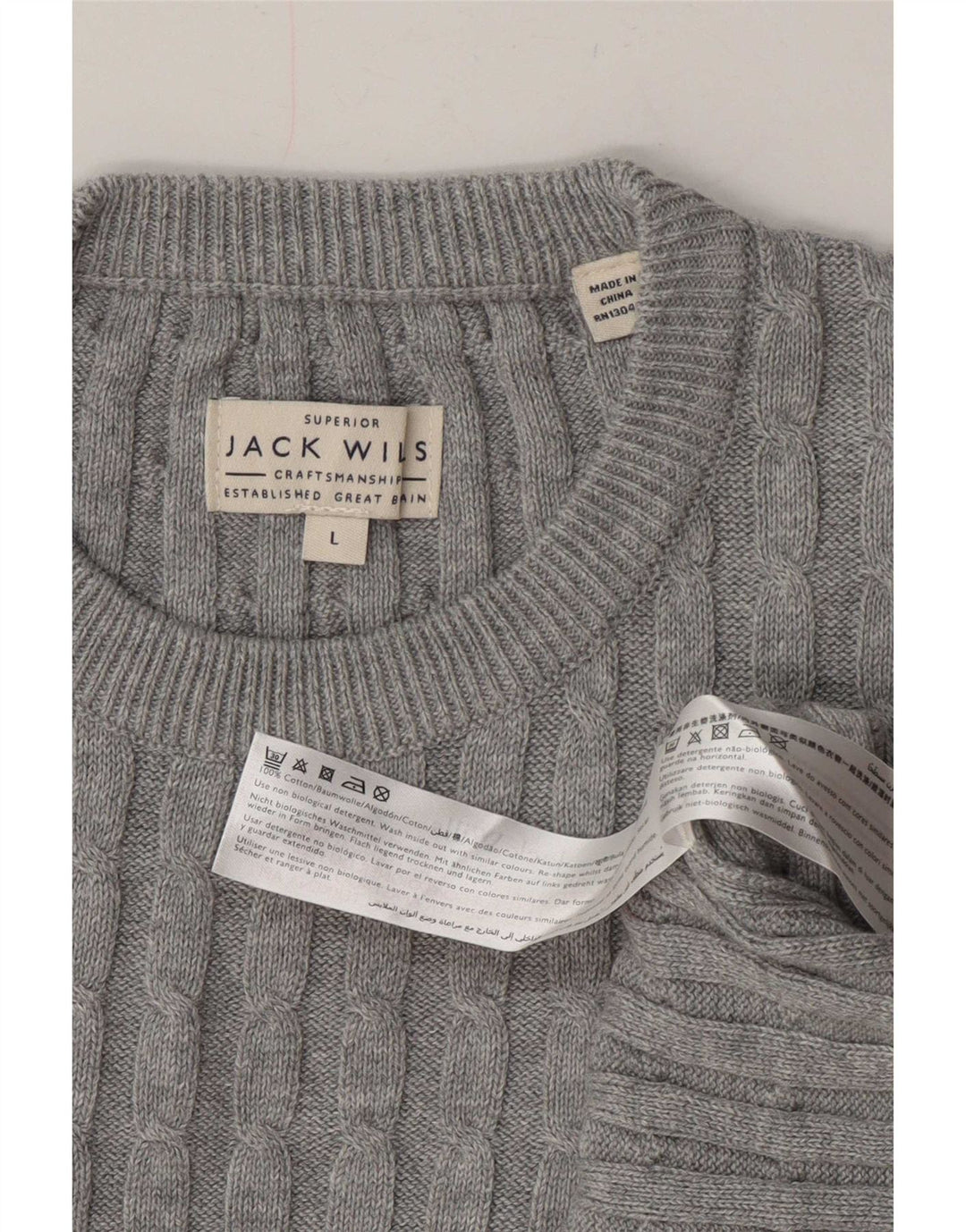 Maglione maglione girocollo da uomo Jack Wills grande cotone grigio