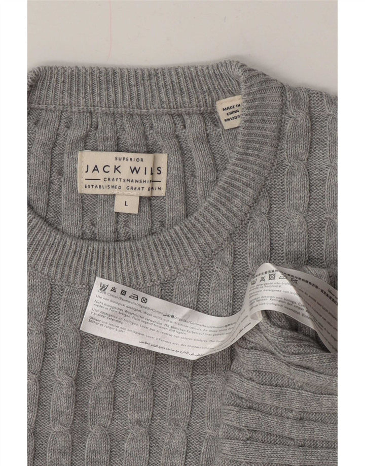 Maglione maglione girocollo da uomo Jack Wills grande cotone grigio