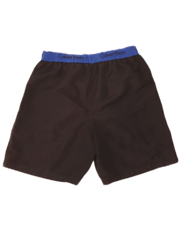 Pantaloncini da bagno grafici da uomo Calvin Klein piccoli in poliestere color block nero