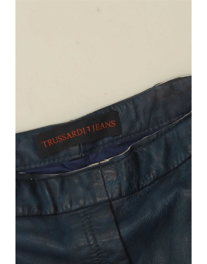 Pantaloncini Pelle Donna Trussardi W30 Medio Blu Navy