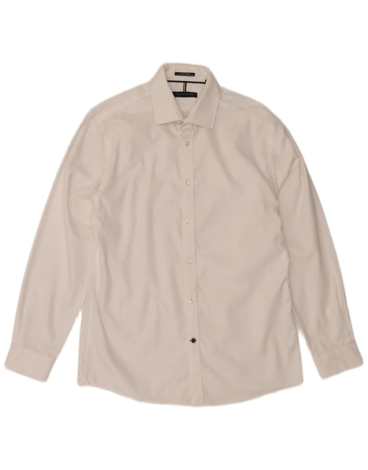 Camicia slim fit da uomo Tommy Hilfiger taglia 15 1/2 cotone bianco medio