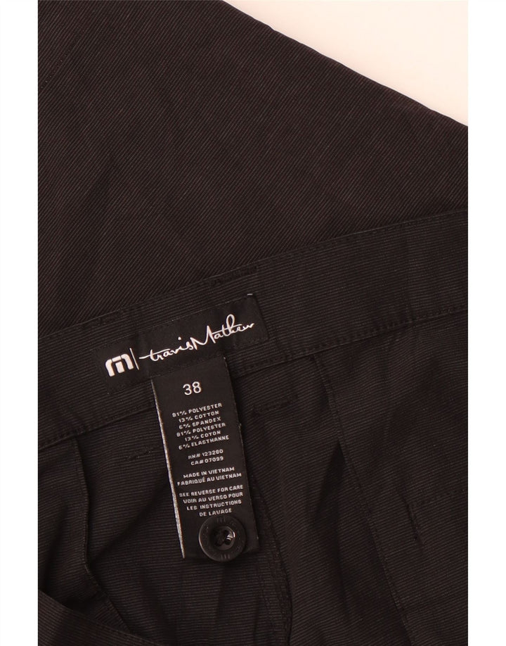 Pantaloncini chino da uomo Travis Mathew W38 XL poliestere gessato nero