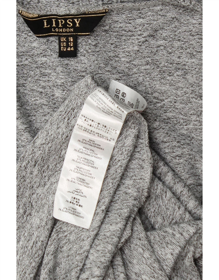 Maglione cardigan lungo da donna Lipsy UK 16 Grande poliestere screziato grigio
