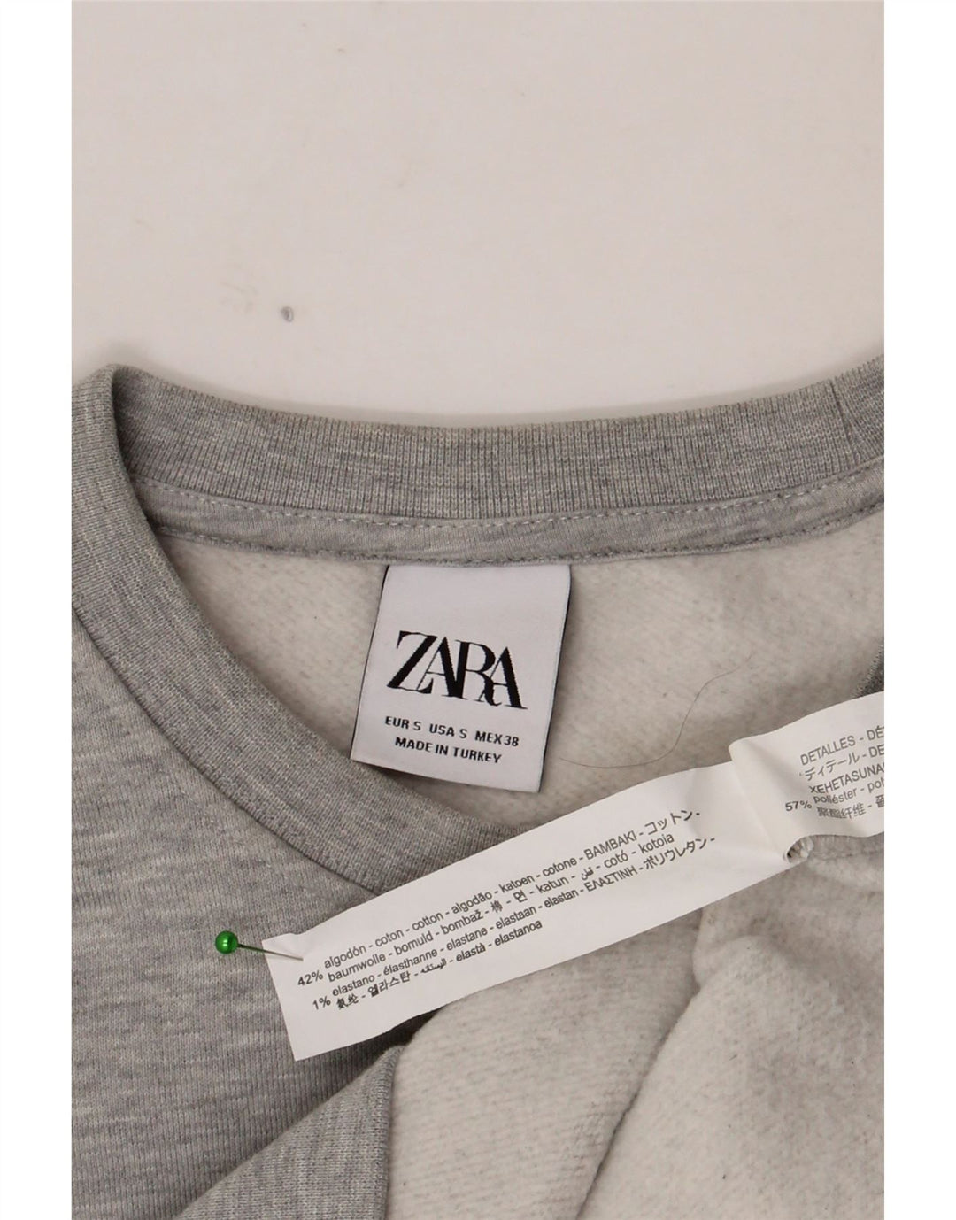 Felpa Zara da uomo maglione piccolo in cotone chiazzato grigio