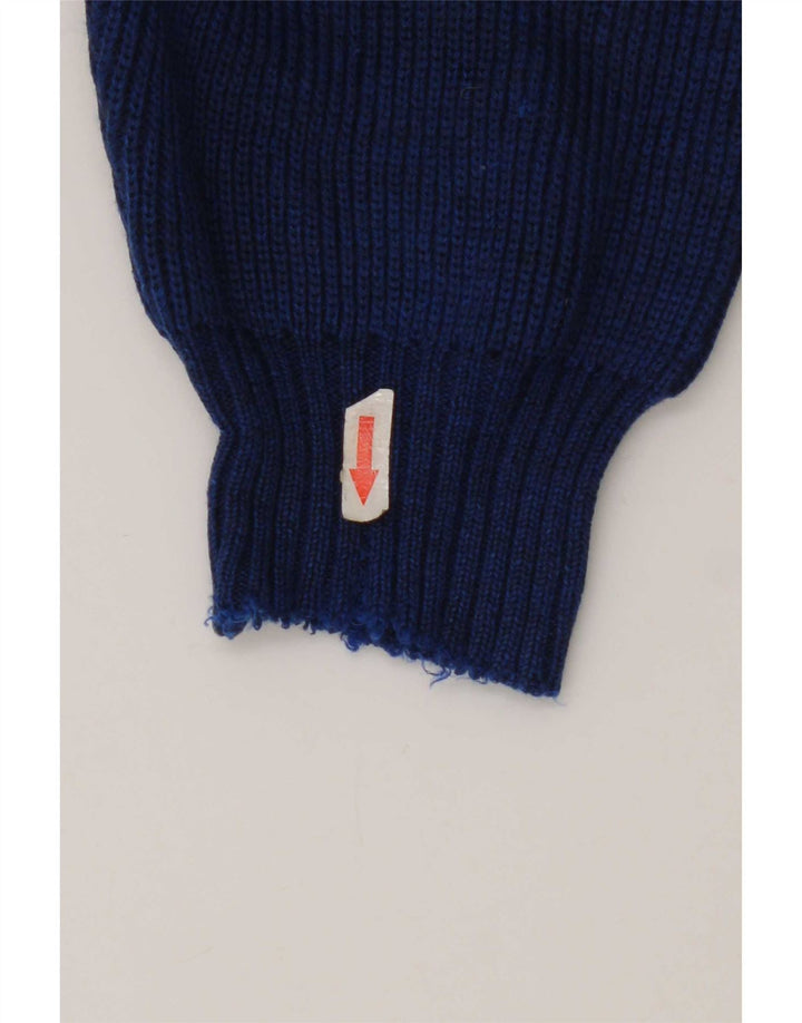 Maglione maglione girocollo da uomo vintage grande blu a rombi/diamante