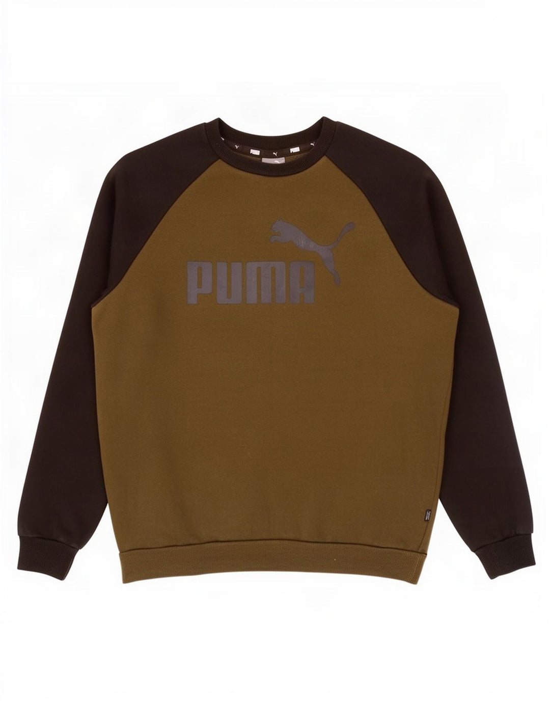 Felpa grafica da uomo Puma, maglione medio, color kaki, cotone color block