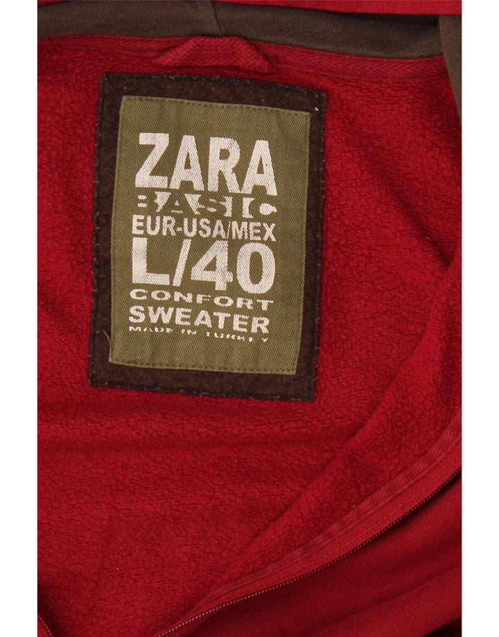 Felpa con cappuccio e zip Zara da uomo grande rossa