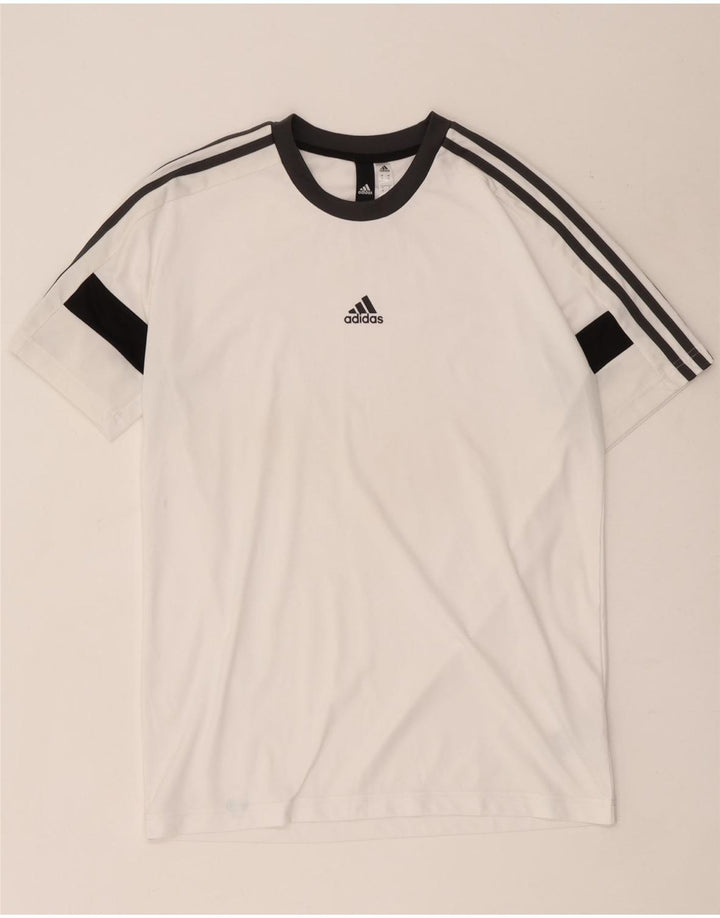 T-shirt Adidas Climalite da uomo Top in poliestere color block bianco medio