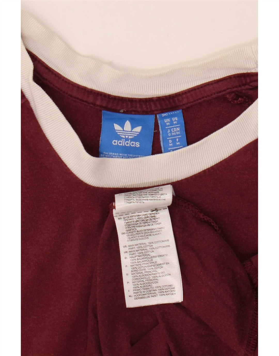 T-shirt da uomo Adidas Top in cotone bordeaux medio