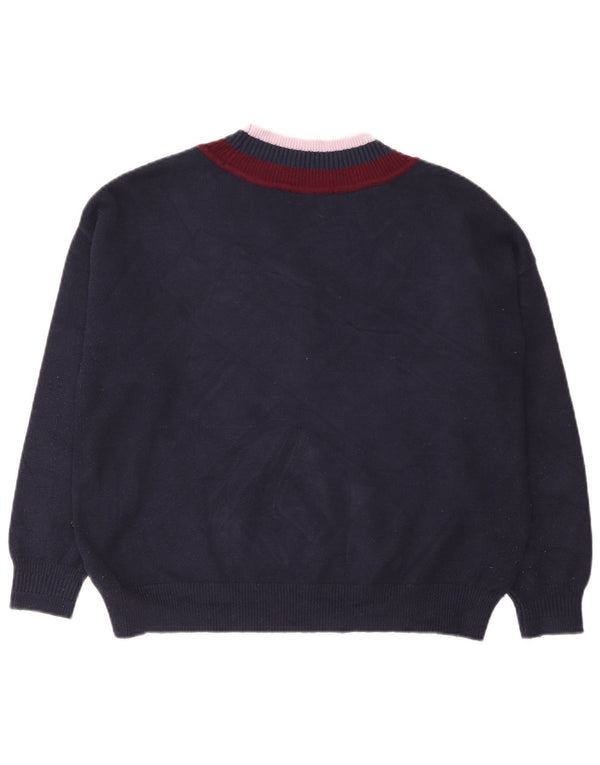 Maglione maglione con scollo a V da donna Marks & Spencer UK 16 grande blu navy