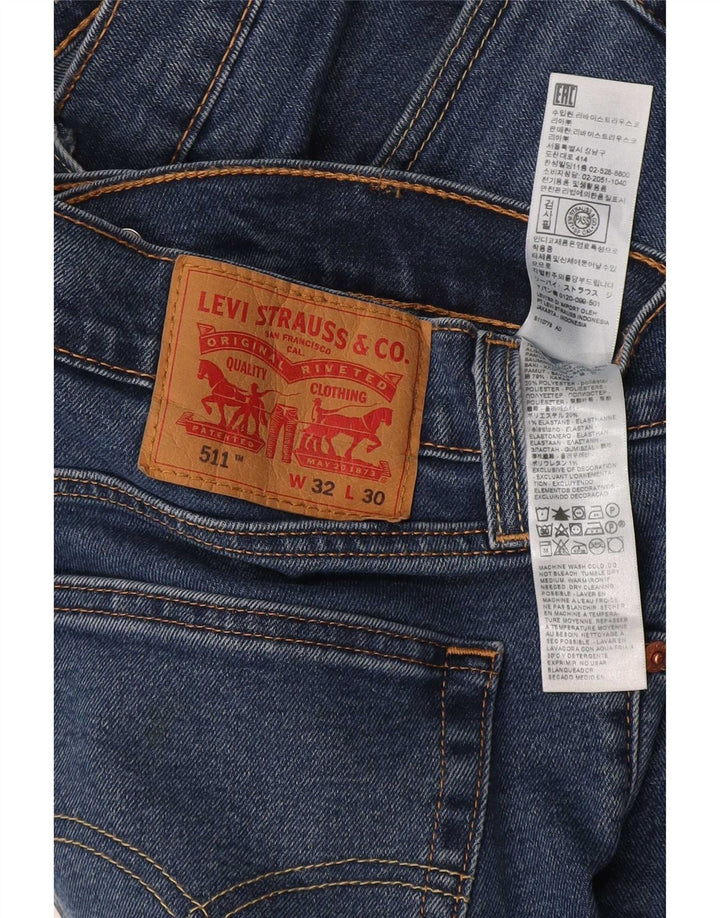 Levi's Uomo 511 Slim Jeans W32 L30 Cotone Blu