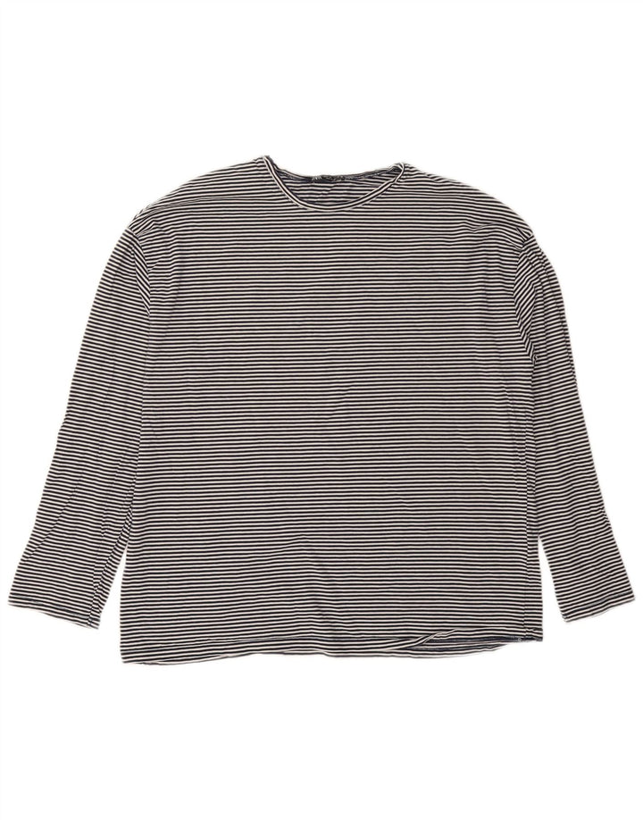 Top Zara da donna oversize a maniche lunghe UK 10 piccolo gessato blu navy