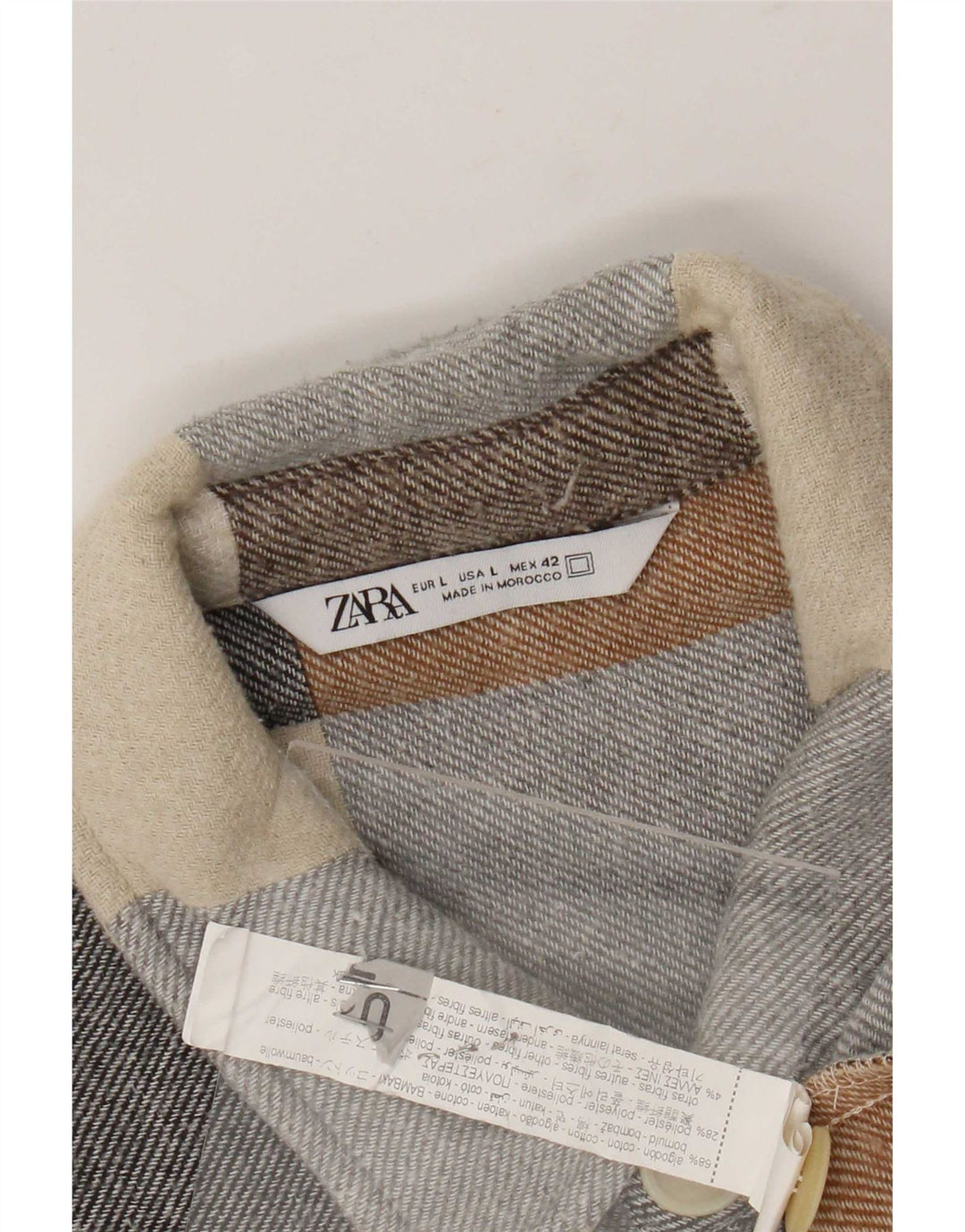 Camicia Zara da uomo in flanella di cotone a quadri multicolore grande