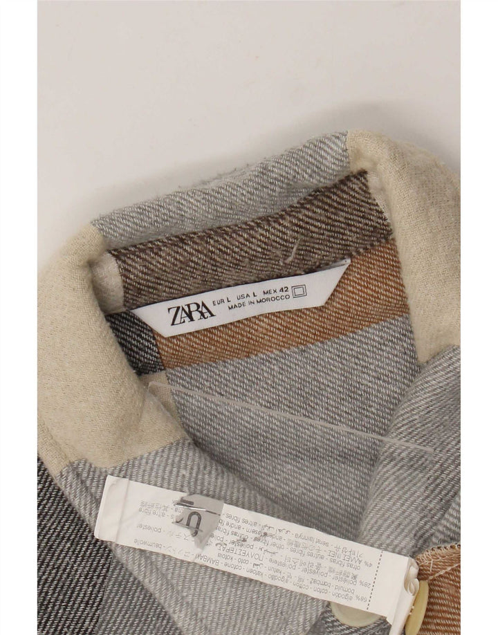 Camicia Zara da uomo in flanella di cotone a quadri multicolore grande