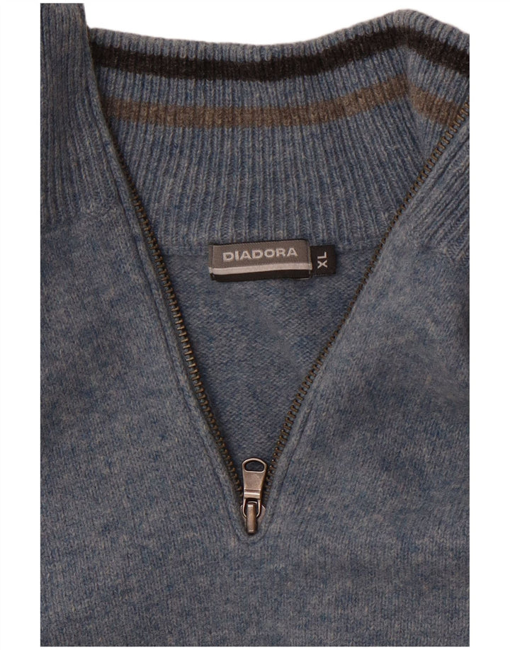 DIADORA Mens Zip Neck Jumper Sweater XL Blue