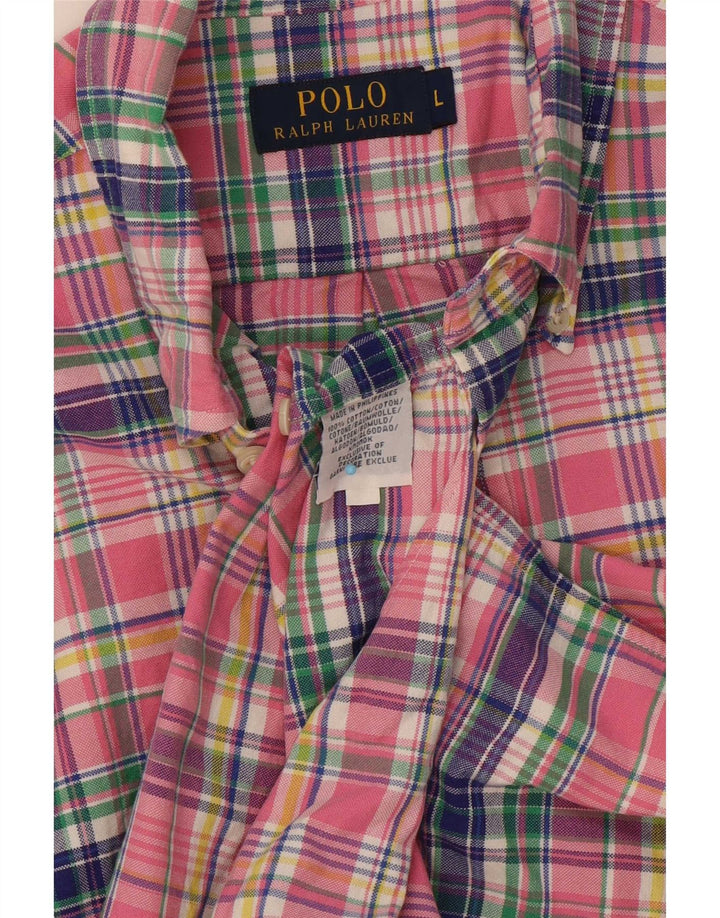 Polo Ralph Lauren Camicia da uomo in cotone a quadri grandi rosa