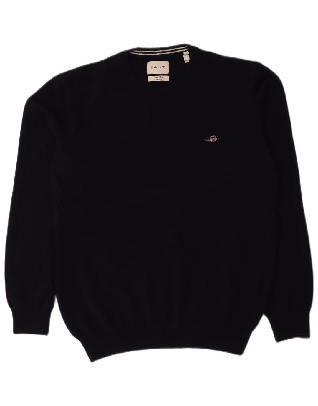 Gant Maglione da uomo girocollo maglione grande lana d'agnello blu navy