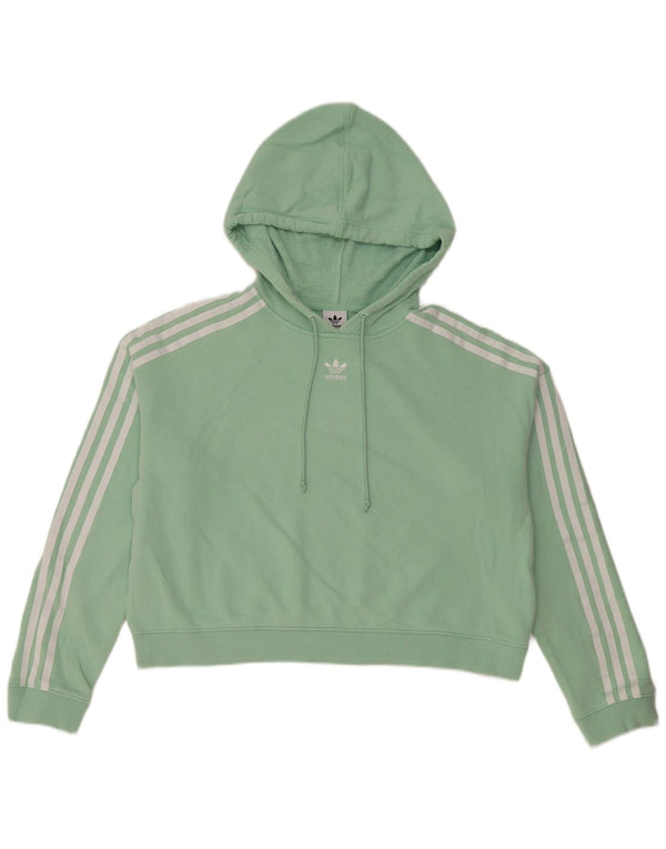 Maglione con cappuccio oversize corto da donna Adidas UK 10 piccolo cotone verde