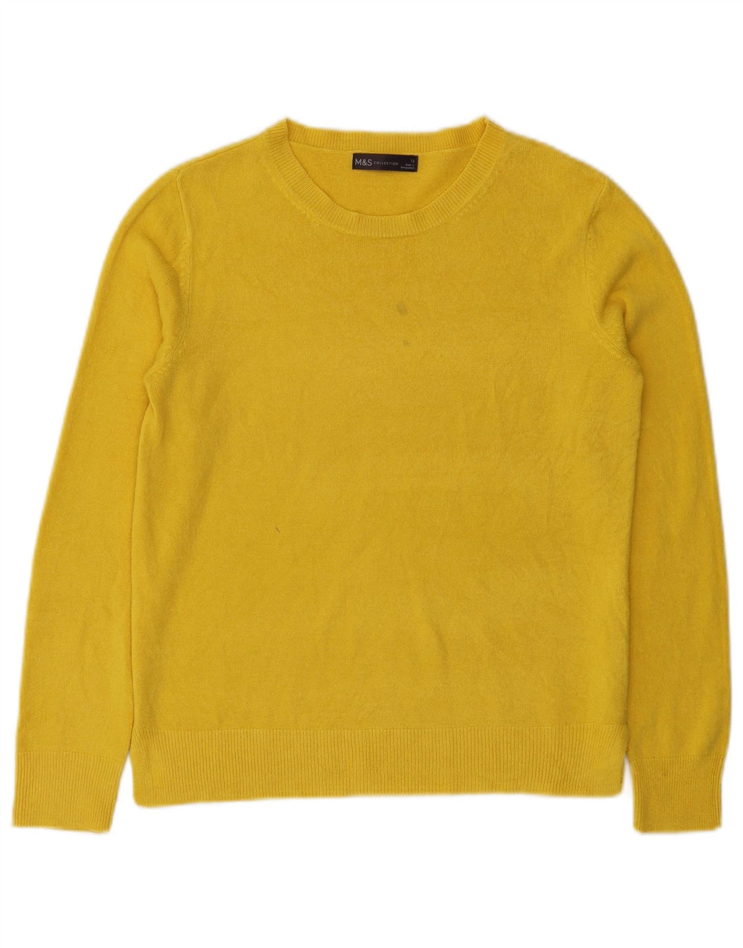 Maglione maglione girocollo da donna Marks & Spencer UK 12 giallo medio