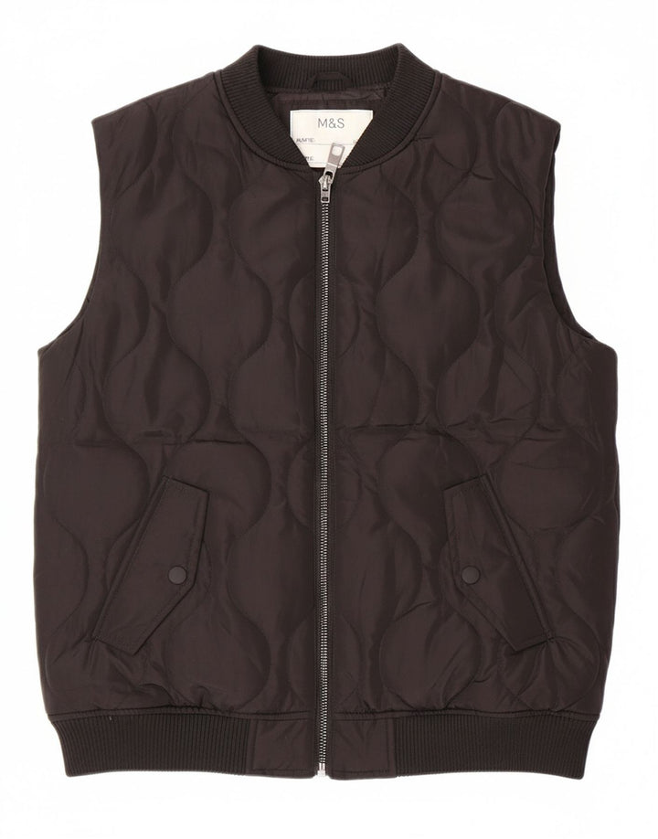 MARKS & SPENCER Boys Padded Gilet 13-14 Years Black Polyester