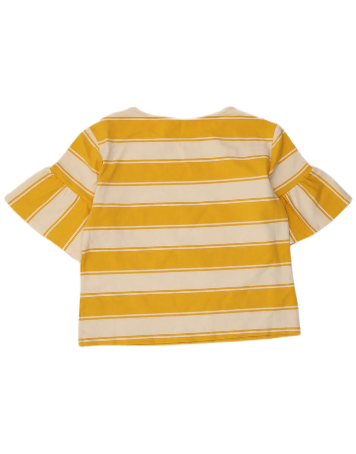 Top corto da donna Marks & Spencer UK 14 cotone a righe gialle grandi