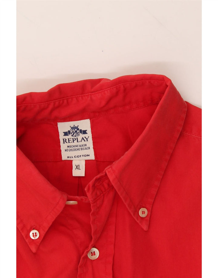 REPLAY Mens Shirt XL Red Cotton Vintage Replay and Second-Hand Replay from Messina Hembry 