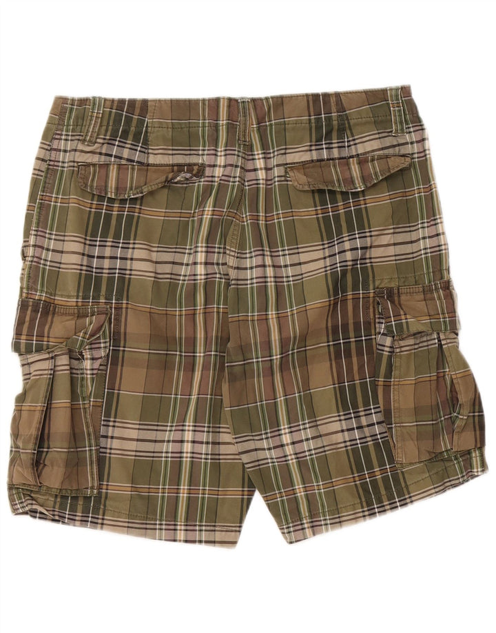 Pantaloncini cargo da uomo EDDIE BAUER W35 grandi in cotone a quadri kaki