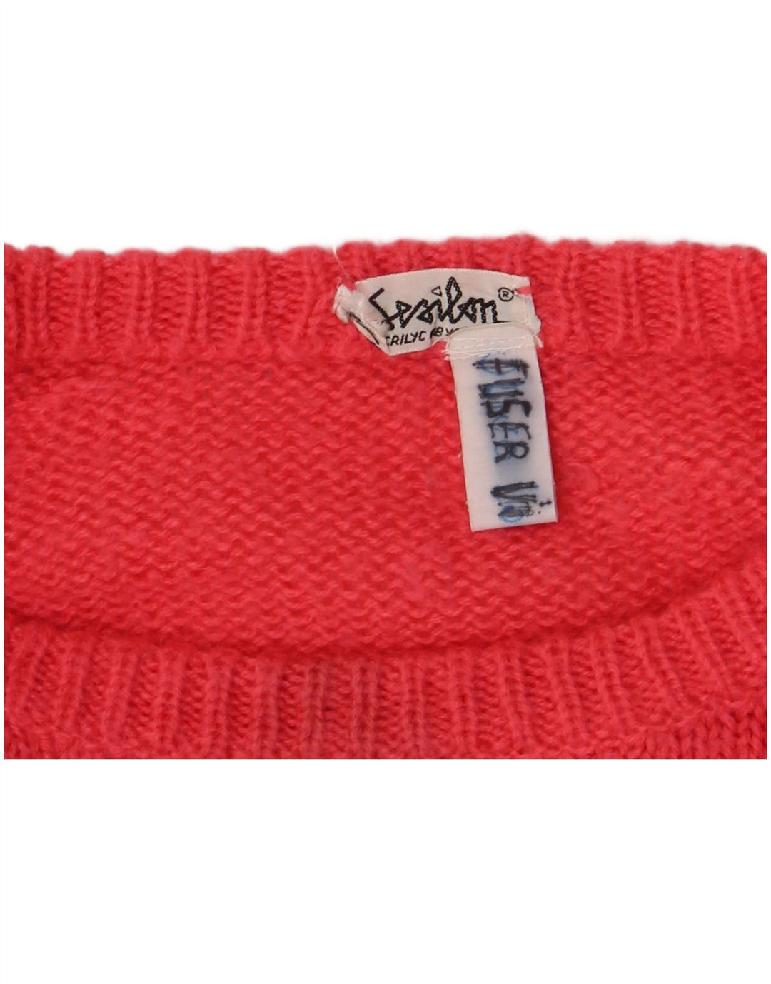 Maglione maglione girocollo da donna vintage UK 16 grande rosa