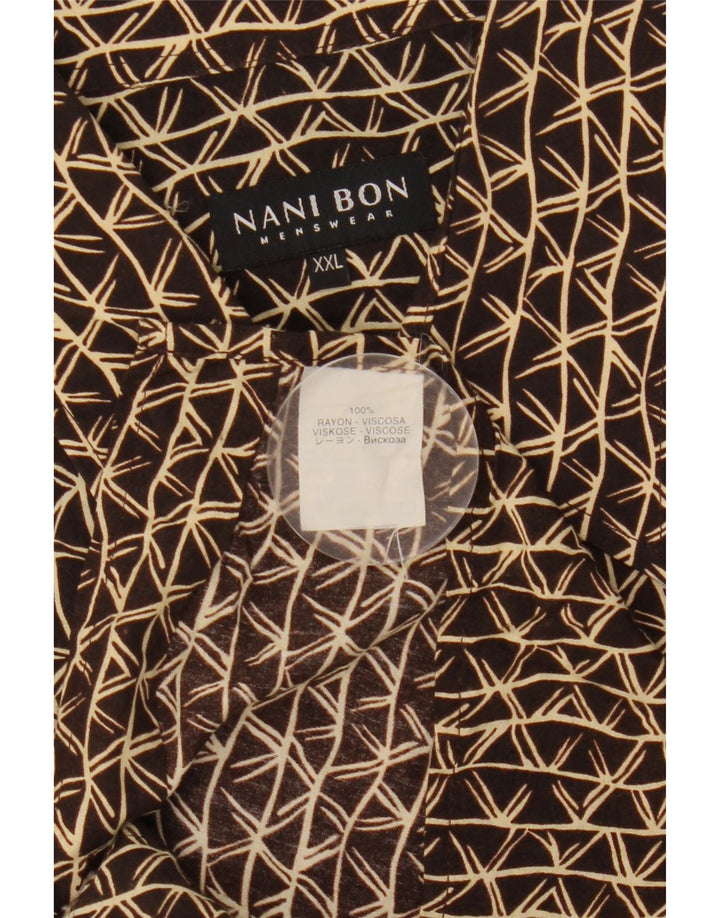 Camicia a maniche corte da uomo NANI BON 2XL Rayon geometrico marrone