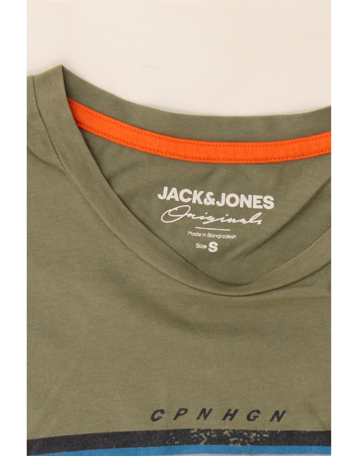 JACK & JONES Mens Graphic T-Shirt Top Small Khaki Cotton Vintage Jack & Jones and Second-Hand Jack & Jones from Messina Hembry 