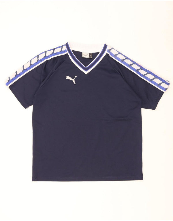 Puma T-shirt grafica da uomo Top Small Blu navy Colourblock in poliestere