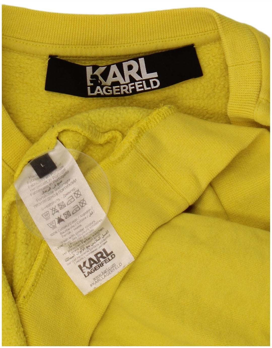 KARL LAGERFELD Felpa da donna Maglione UK 16 Large Giallo Cotone