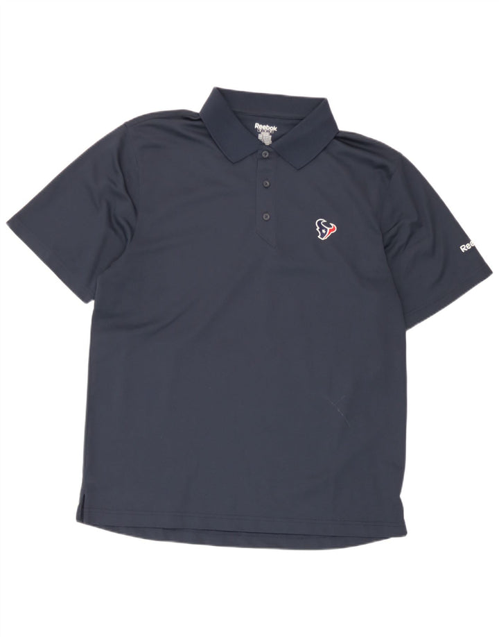 Polo Reebok da uomo Houston Texans media poliestere blu navy