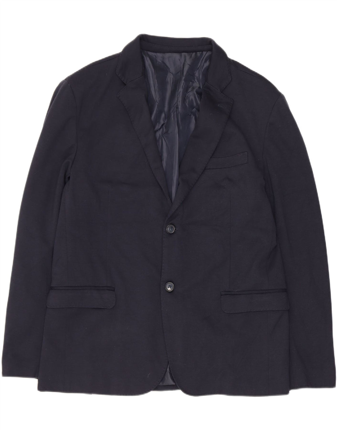 Abito vintage da uomo a 2 bottoni in 2 pezzi IT 54 2XL W34 L30 Poliestere blu navy