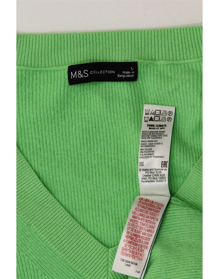 Maglione maglione con scollo a V da donna Marks & Spencer UK 16 grande viscosa verde