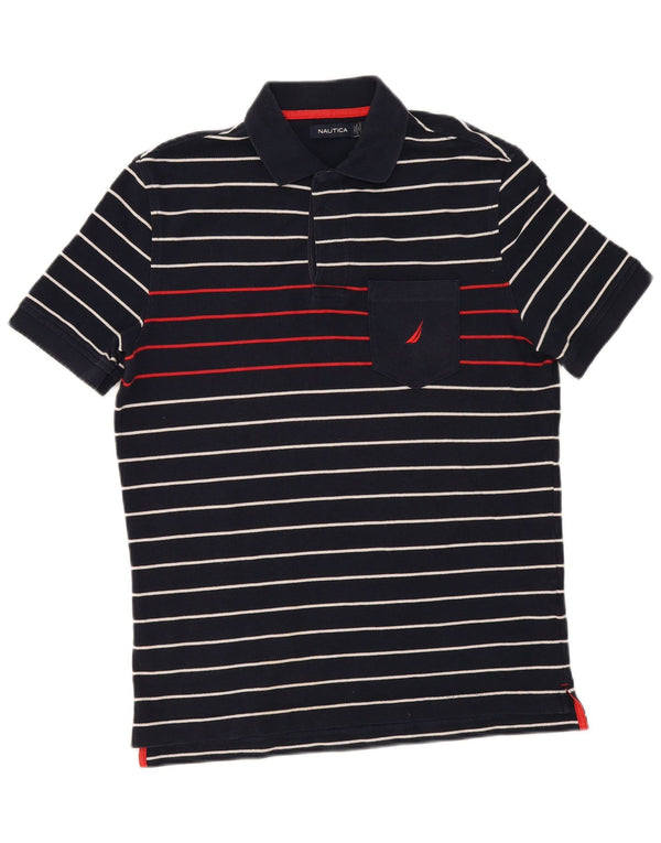 Polo da uomo Nautica piccola in cotone a righe blu navy