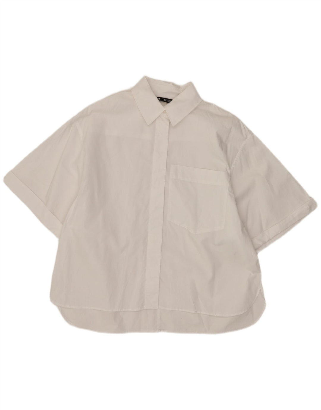 Camicia oversize a maniche corte da donna Zara UK 10 piccola bianca