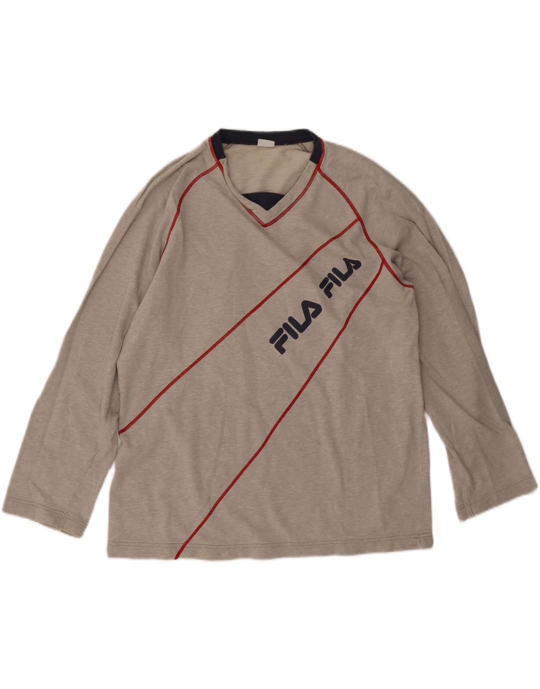 Fila Grafica da uomo Top a maniche lunghe in cotone a righe grandi grigie