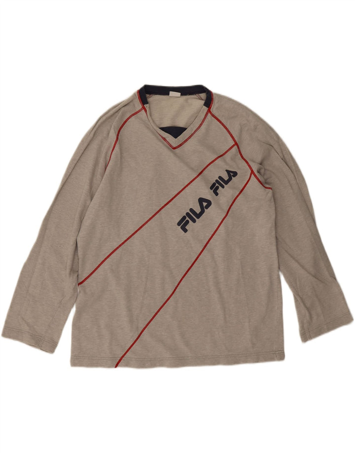 Fila Grafica da uomo Top a maniche lunghe in cotone a righe grandi grigie