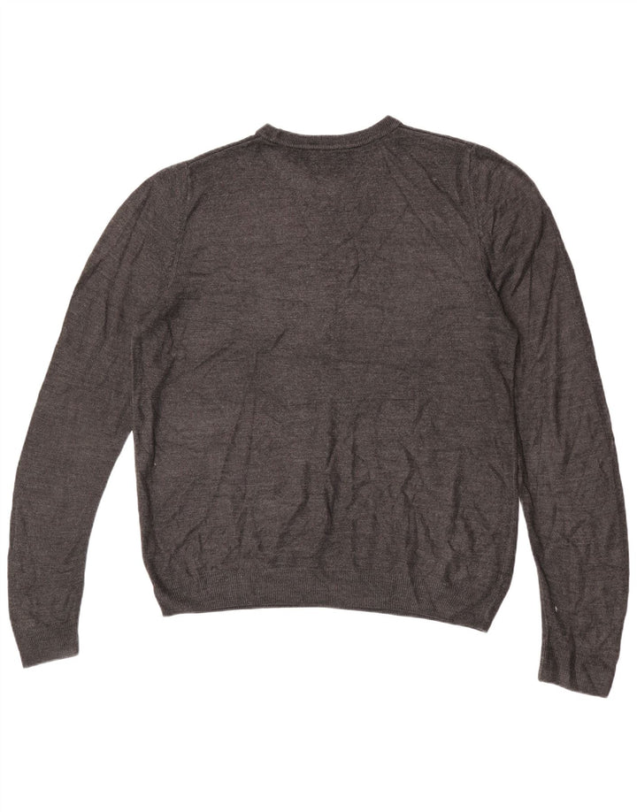 Maglione maglione girocollo da uomo Marks & Spencer grande acrilico grigio