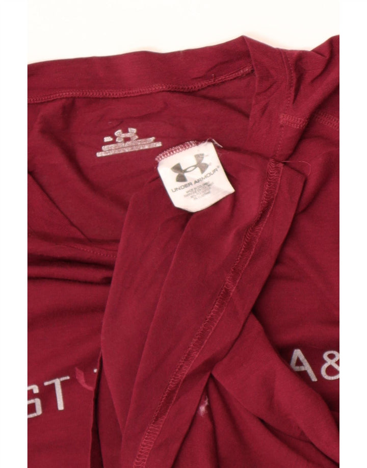 Maglietta grafica da uomo Under Armour manica lunga XL Borgogna poliestere