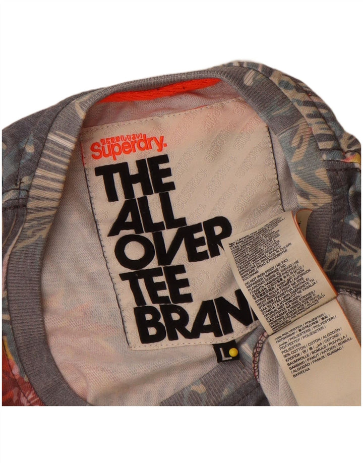 T-shirt grafica da uomo Superdry Top grande poliestere floreale grigio