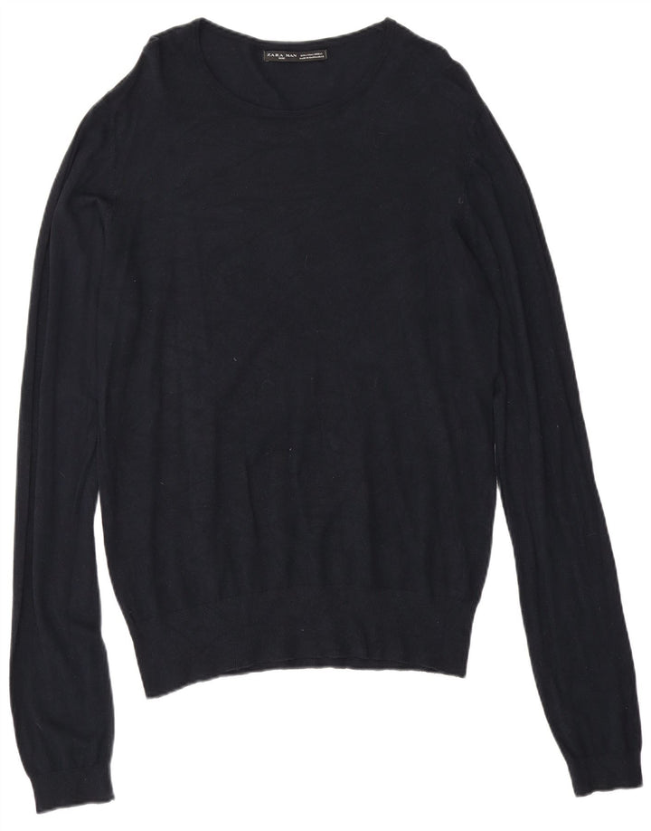 Maglione Zara da uomo con scollo a barca grande blu navy